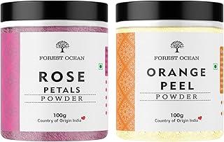 Forest Ocean Rose Petal Powder And Orange Peel Powder For Face Care & Skin Care Combo Pack - (100g Each Pack Of 2)