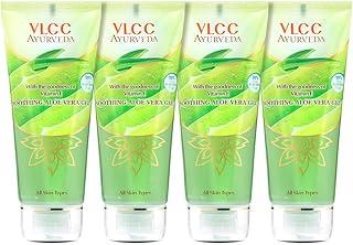 VLCC Ayurveda Soothing Aloe Vera Gel - 100g X 4 (Pack of 4) | Soothing, Calming, Natural Aloe vera | Anti-Acne Aloe Vera Gel | Combats Blemishes and Dry Skin | Softens and Smoothens Skin