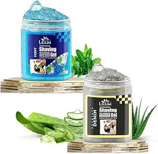 Lilium Moisturising Non Foaming Shaving Gel | Absolute Denim and Mint, Pack of 2, 500ml Each | Precise Shaves with Refreshing Fragrance | Hydrating Formula & Gentle Skin Conditioning