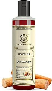 Khadi Natural Sandalwood Massage Oil | Stress Relieving, Aromatherapy Benefits | Soothes Aches and Pains | Suitable for All Skin Types | 210ml