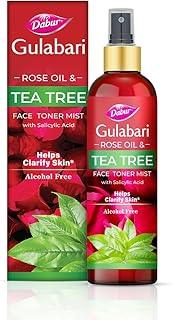 Dabur Gulabari Rose Oil & Tea Tree Face Toner Mist & Rosewater with Salicylic Acid - 100ml | Treats breakouts, blackheads, and whiteheads | Tightens and Refines Pores | Alcohol free