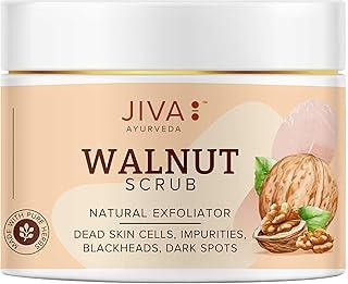Jiva Walnut Scrub 100gm | 100% Natural Formula Gently Exfoliates Dead Skin & Increases New Cell Production | Opens Clogged Pores & Removes Blackheads & Dark Spots | Suitable All Skin Types (Pack of 1)