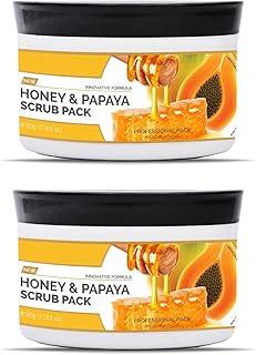 OxyGlow Herbals Honey & Papaya Enzymes Scrub Pack|Enriched with Papaya Enzymes|Remove Dead Skin|Remove Blackheads|Deep Pore Cleanser| 500Gram(Pack of 2)