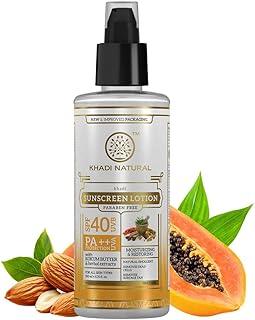 Khadi Natural Sunscreen Lotion with SPF 40 PA++ | Non-Sticky Sunscreen | No White Cast | Paraben Free | Suitable for All Skin Types | 100ml