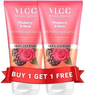 VLCC Mulberry & Rose Facewash - 150ml X 2 | Buy One Get One (300ml) | For Visible Glow and Fairness | With Rose, Mulberry, Orange & Lemon Peel Extract.