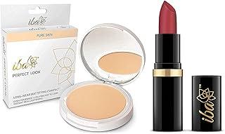 Iba Halal Care Pure Lips Moisturizing Lipstick Shade, A85 Pink Nectar, 4g & Iba Halal Care Perfect Look Long Wear Mattifying Compact, 02 Medium Shell, 9g