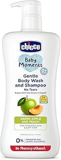 Chicco Baby Moments Gentle Bodywash & Shampoo with Green Apple & Peach, 500ml | Head-to-Toe | No Tears Formula | Hydrated Skin & Hair | Dermatologically Tested | Parabens & Phenoxyethanol Free