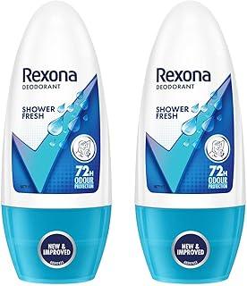 Rexona Shower Fresh Underarm Roll On Perfume For Women, Antiperspirant, Removes Odour, Keeps Skin Fresh & Clean, Alcohol Free, Skin Friendly, 50 Ml (Pack of 2)