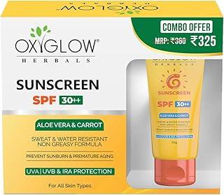 OxyGlow Herbals Sunscreen Combo SPF 30++ 60g with Neem Tulsi Face Wash 100g| Sweat & Water Resistance|Non Greasy Formula|Prevent Sun Burn|Premature Aging|UVA Protection|All Skin Type