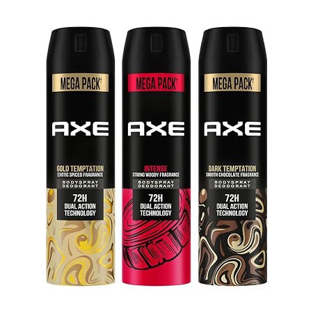 Axe Long Lasting Deodorant Bodyspray for Men - Intense, Dark Temptation, and Gold Temptati