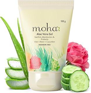 moha: Aloe Vera Gel Enriched With Rose & Cucumber Pure & Natural Face Gel Helps in Healing of Skin,helps to hydrate and nourish all kinds of skin - 100 gm (Pack of 1)