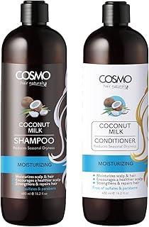 Cosmo Moisturizing - Coconut Milk Shampoo & Conditioner Combo 480ml, Sulfates & Paraben Free, Strengthens & Repairs Hairs, 2 in 1, For Men & Women, Hair Care Package, Hair Kit