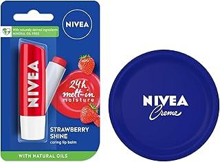 NIVEA Crème, All Season Multi-Purpose Cream, 100ml & NIVEA Lip Balm, Fruity Strawberry Shine, 4.8g