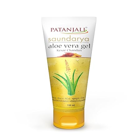 Patanjali Saundarya Aloevera Gel Kesar Chandan 150ml For Men, Women, Anti-Acne & Pimples,
