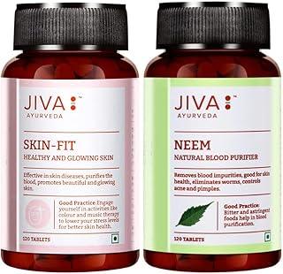 Jiva Combo Of Neem & Skin Fit Tablet For Healthy Skin | 100% Ayurvedic Formula Purifies Blood | Improves Skin Health & Complexion | Alleviates Kapha & Pitta & Strengthens Immune System (Combo of 2)