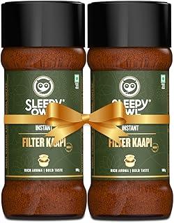 Sleepy Owl Filter Kaapi Premium Instant Coffee | 100 Gram x 2 | Authentic Robusta & Chicory Blend | Makes 100 Cups | Powder | Can