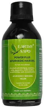 Earthy Sapo Power Plus Ayurvedic Hair Oil bottle of 100 ml oil
