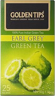 Golden Tips Indian Earl Grey Bergamot Flavoured Green Tea Bags Box (50gm- 25 Tea bags)