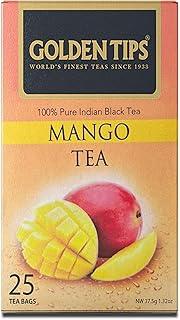 Golden Tips Indian Mango Black Tea, 25 Teabags, High Grown Full Leaf Black Tea, Rich & Natural Mango Flavor, Bold & Aromatic, Energizing & Refreshing Brew