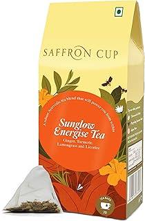Sunglow Energize (Ginger & Turmeric) by Saffron Cup - 20 Pyramid Tea Bags | Blend with Lemongrass, Orange Peel & Licorice | Caffeine-Free, Naturally Soothing | 40gm (MMC)