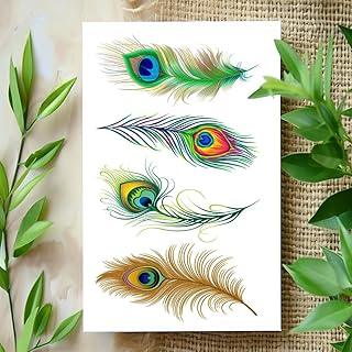 Komstec Peacock Feathers Colorful Tattoo Temporary Tattoo Stickers For Male And Female Fake Tattoo Waterproof Tattoo body Art
