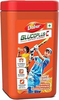 Dabur GlucoPlus-C Juicy & Tasty (Orange Flavour) Powder- 400g Jar | Vitamin C helps Boosts Immunity | Calcium Supports Bone Health