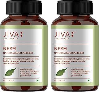 Jiva Neem Tablet - 120 Tablets (Pack of 2-240 Tab)| 100% Ayurvedic Formulation Purifies Blood, Treats Urinary Disorders | Pacifies Pitta And Kapha Doshas | Promotes Healthy Skin