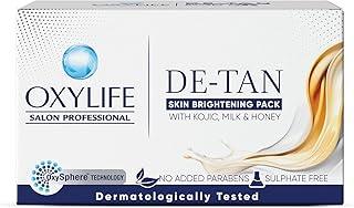 Oxylife Salon Professional De-Tan Pack - 12g x 4 (48g) | With Kojic Acid, Milk & Honey | Tan Removal Cream | Dermatalogically Tested | Oxysphere Technology, No Added Parabens, Sulphate Free
