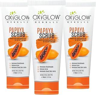 OxyGlow Herbals Papaya Scrub|Remove Blackheads|Reduce Acne|Remove Dead Skin Cells|Improve Skin Complexion|Smoothes Skin|Moisturises Skin Cells 100g (PACK3)