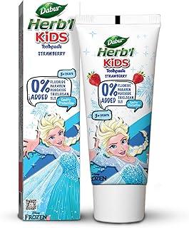DABUR Herb'l Kids Elsa Frozen Toothpaste|3+ Years|Strawberry Flavour|80g|No added chemicals|Cavity protection|Fights germs|Strong Teeth,Healthy Gums|Natural & Safe For Kids|SLS & Flouride free