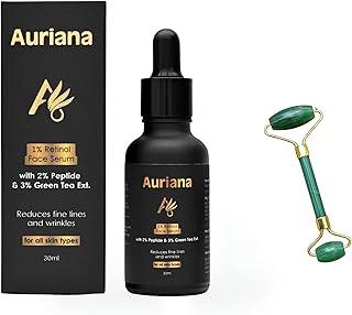 Auriana Cosmetics Skin Brightening Face serum with Retinol + Peptide & Green Tea Face Serum with free imported green jade roller,For All Skin Types