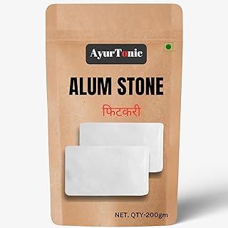 AyurTonic Shaving Alum Bar (Fitkari) with travel case - 100g Pack of 2 100% Pure Natural Phitkari Stone for water purification, Skin Tightening, Underarm Deodrant| Gentle,Effective & Natural After Shave Lotion alternative.
