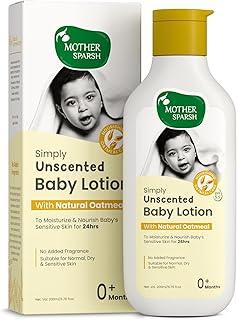 Mother Sparsh Simply Unscented Baby Lotion With Natural Oatmeal- 200ml | Fragrance Free Lotion for Babies | 24hr Protection for Dry, Itchy & Sensitive Skin