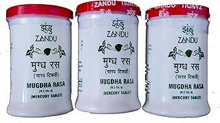 Parad ki Tikdi Mugdha Rasa Mercury Tablets by Zandu Ayurvedic Tikdi for all type of grains. Pack of 3 bottles.