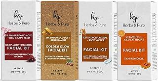 Herbs and Pure Cleanup Facial Kit,All Type of Skin Solution for Men & Women, 6 Steps Skin Care, Salon Style Glow Set, Free Magic Sheet Mask and Disposable Head Cap, No Parabens or sulphates, 60 gm ( Pack of 4 )