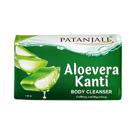 Patanjali Aloevera Kanti Body Cleanser 150g Soap with Aloe Vera Extracts for Deep Moisturi