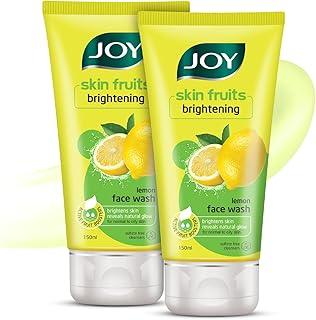 Joy Skin Fruits Lemon Brightening Face Wash 150ml x 2 | with Vitamin C for Glowing Skin | Reduces Dark Spots, Removes Excess Oil & Dirt | For Normal to Oily Skin
