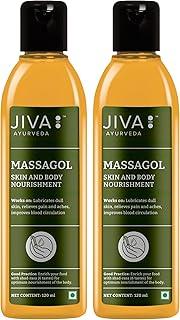Jiva Massagol Oil 120ml | 100% Ayurvedic Formula | Reduces Muscular Stiffness & Pain | Rejuvenates Nervous System | Enhances Blood Circulation, And Prevents Sagging Skin & Wrinkles (Pack Of 2)