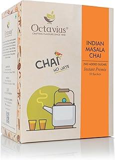Octavius | NO ADDED SUGAR Indian Masala Premix Tea - 50 Pouches | Low Sugar | Readymade Tea Mix | Ready Tea | Premix Tea Powder | Instant Tea | Tea Premix | Economy Pack - 50 Sachets