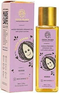 Little Rituals BLACK SESAME Baby Massage Oil and Hair oil, Cold Pressed and Certified ORGANIC with SWISS Plant Actives. Dermatologist Tested by Pediatrics, Mild & Gentle & Safe (100 ML)