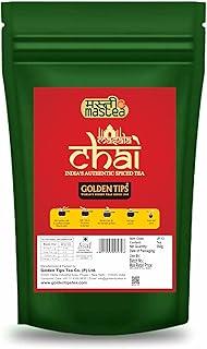 Golden Tips Indian Masala Chai, Loose Leaf Black Tea with Green Cardamom & Cinnamon, Spiced Tea Blend, Bold & Aromatic Flavor, Traditional Indian Chai (200 Gram, 100 cups)