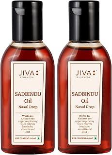 Jiva Sadbindu Oil 60ml | 100% Ayurvedic Nasal Drop | Nourishes Eyes & Brain | Relieves Cold, Allergic Rhinitis & Sinusitis | Helps With Hairfall, Premature Greying & Dandruff (Pack of 2)