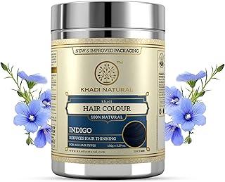 Khadi Natural Herbal Hair Color – Indigo | Hair Dye for Grey Coverage | Strengthens, Adds Shine | Chemical Free & Safe | Suitable for All Hair Types | 150g