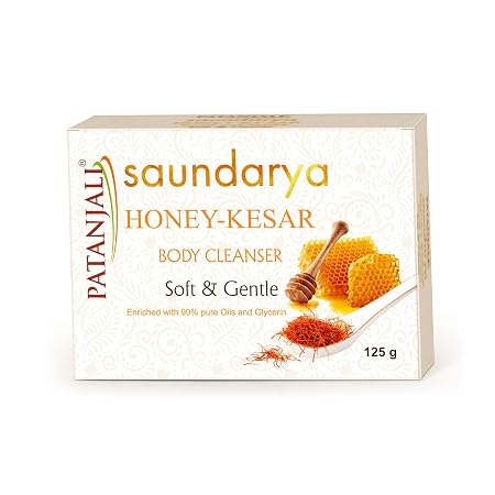 Patanjali Saundarya Honey Kesar Body Cleanser Soap 125g Pack of 1