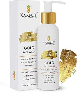 Karrot Natural Skincare Face Wash for Glowing Skin, Boosts Radiance, 24 Carat Gold with Hyaluronic Acid, Carrot, Almond, and Jojoba Oil, For Women and Men, Suitable for All Skin Types, 100 ml