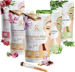Kimayra Skin Care Combo Powder (Sandalwood + Saffron, Sandalwood + Rose, Aloevera + Cucumber, Pomegranate + Beetroot, Neem + Mint) - Face Pack Combo Powder for Natural Glow Skin - 375Gm (75G X 5 Pack)