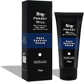 FOREST HILL Premium Fresh Aqua Shaving Cream For Men, Infused With Sandalwood, Orange Peel, Neem, Vitamin E, Aloe Vera & Ginger For Smooth Shave, Ideal For Personal & Professional Salon, 75 Gm