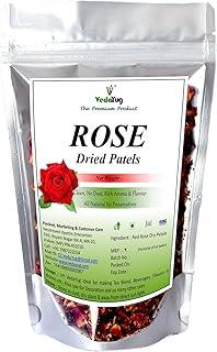 VY VedaYug Rose Petals, 100g | Gulab Patti (Petal) Soler Dried for Decoration on Food and Skin Care | Herbal Tea VIT - C | Toppings for Indian Sweets - 100g
