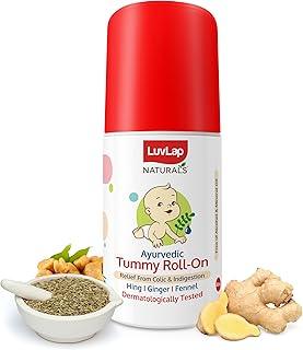 Luvlap Naturals Baby Tummy Roll On Oil for Colic & Gas Relief, Relieves Constipation & Indigestion with Hing, Ginger & Fennel (Saunf), Alcohol free, Dermatologically tested Ayurvedic medicine, 40ml