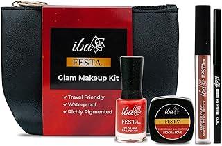Iba Festa Glam Makeup Kit for Women | Liquid Lipstick, Kajal, Lip & Cheek Tint & Nail Polish | All-In-One Makeup Kit | Long Lasting Makeup Kit Combo with All Products Full Set for Girls and Women